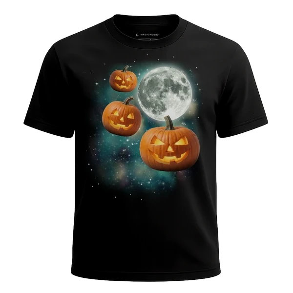 Three Jack O Lantern Moon cosmic t-shirt