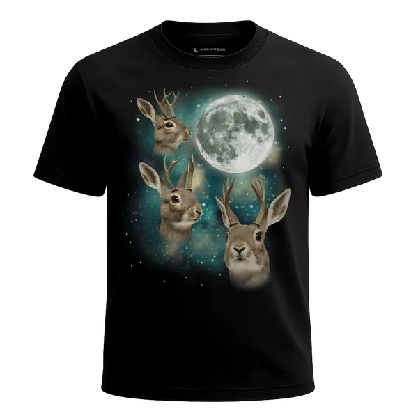 Three Jackalope Moon cosmic t-shirt