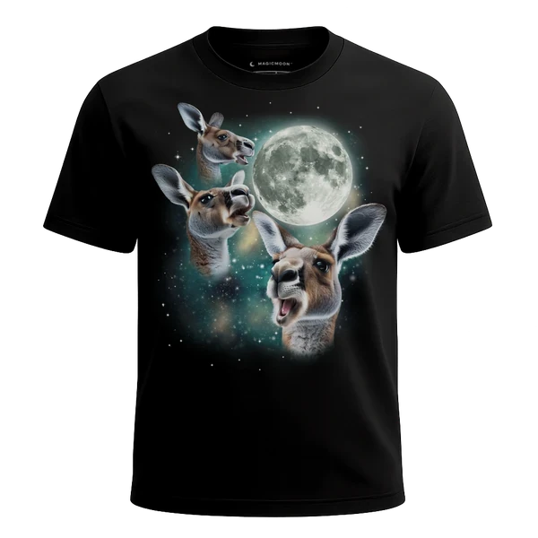 Three Kangaroo Moon cosmic t-shirt