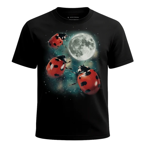 Three Ladybug Moon cosmic t-shirt - MagicMoon moon-channeled design