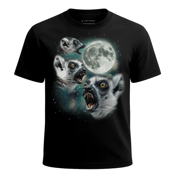 Three Lemur Moon cosmic t-shirt