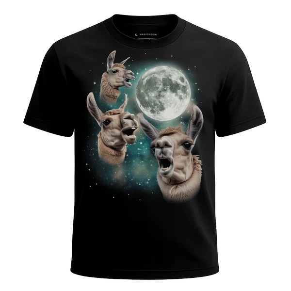 Three Llama Moon cosmic t-shirt