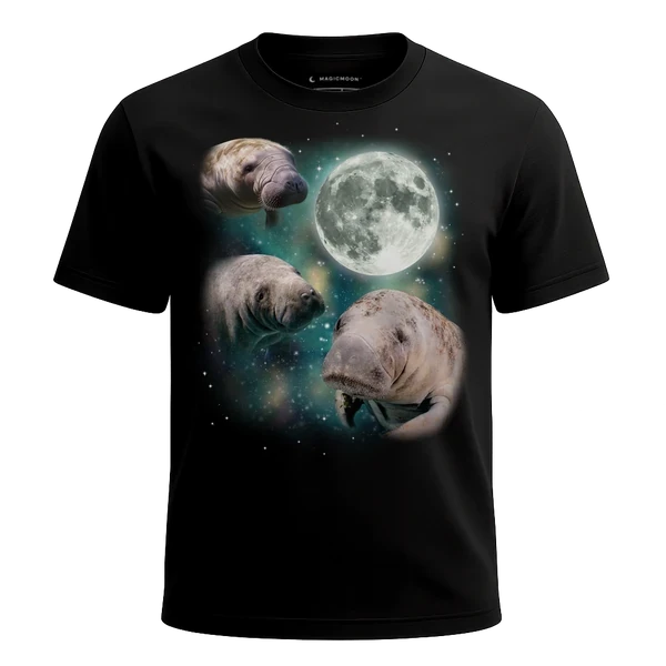 Three Manatee Moon cosmic t-shirt