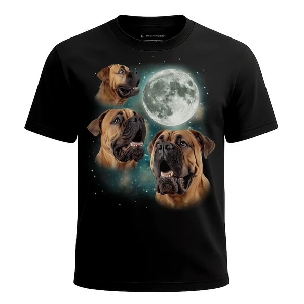 Three Mastiffs Moon cosmic t-shirt