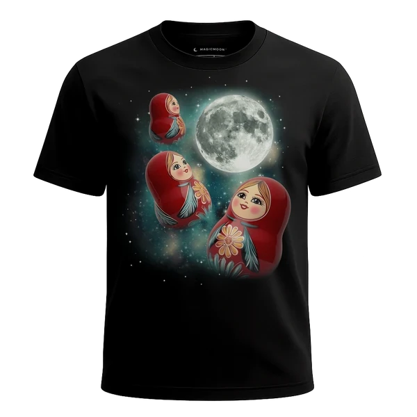 Three Matryoshka Doll Moon cosmic t-shirt