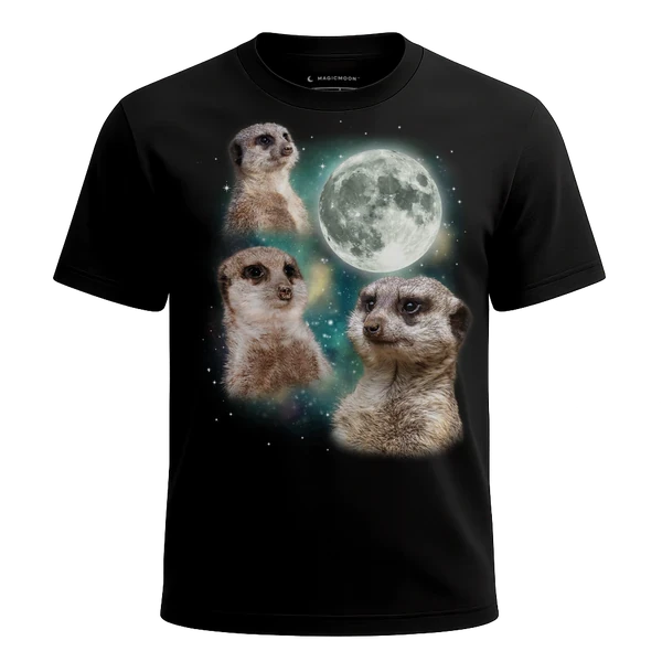 Three Meerkat Moon cosmic t-shirt