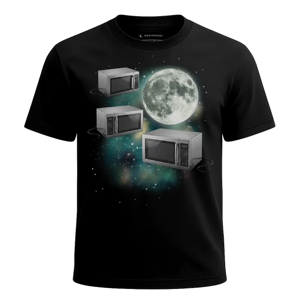 Three Microwave Moon cosmic t-shirt