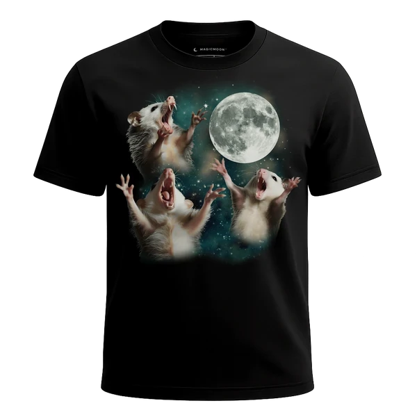 Three Opossum Moon cosmic t-shirt