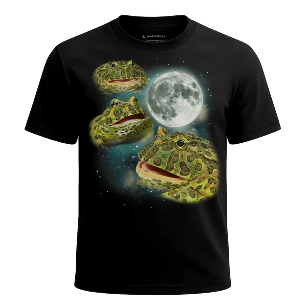 Three Pacman Frog Moon cosmic t-shirt