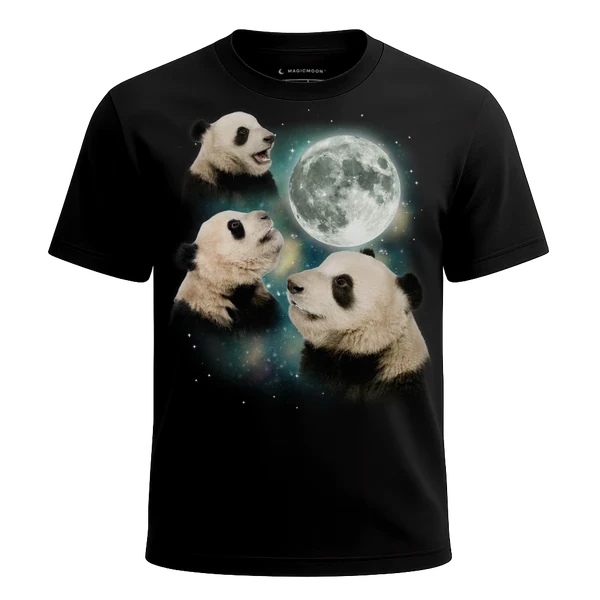 Three Panda Moon cosmic t-shirt
