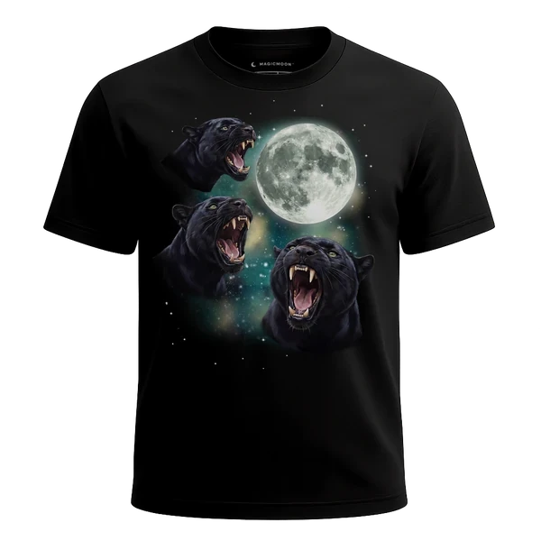 Three Panther Moon cosmic t-shirt