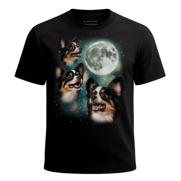 Three Papillon Moon cosmic t-shirt
