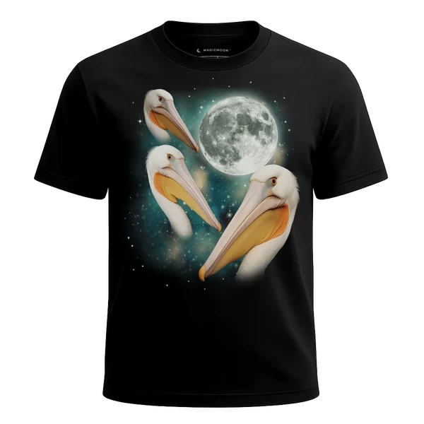 Three Pelican Moon cosmic t-shirt
