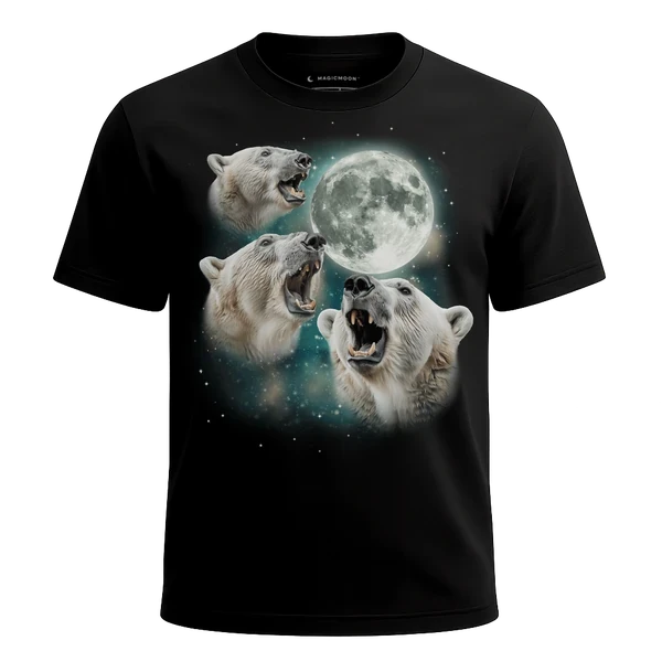 Three Polar Bear Moon cosmic t-shirt
