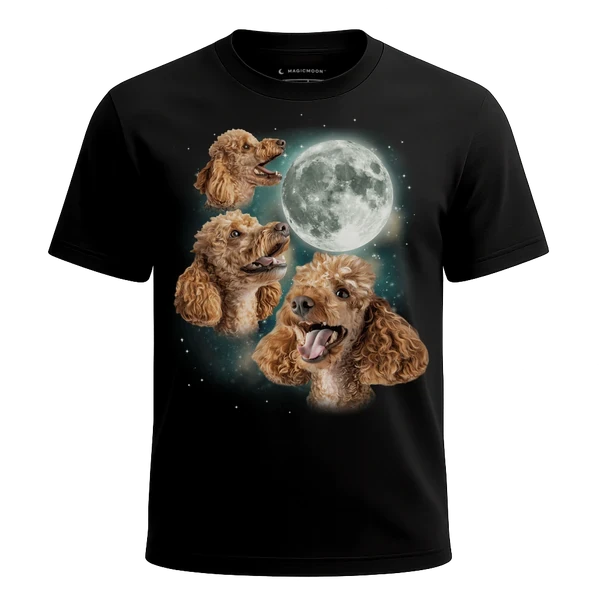 Three Poodle Moon cosmic t-shirt