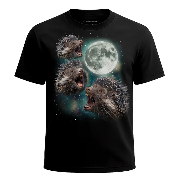 Three Porcupine Moon cosmic t-shirt
