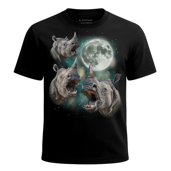 Three Rhino Moon cosmic t-shirt