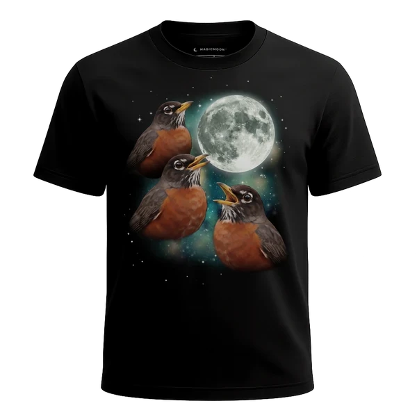 Three Robin Moon cosmic t-shirt