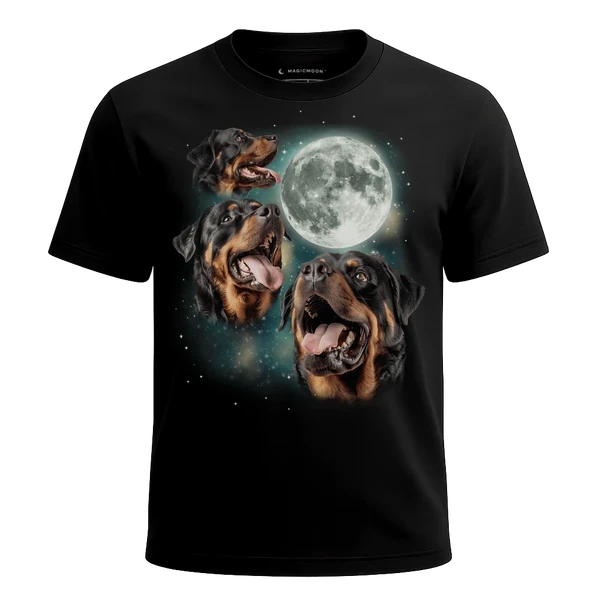 Three Rottweiler Moon cosmic t-shirt