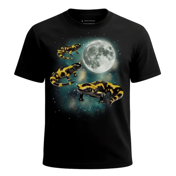 Three Salamander Moon cosmic t-shirt