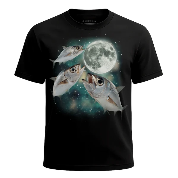Three Sardine Moon cosmic t-shirt