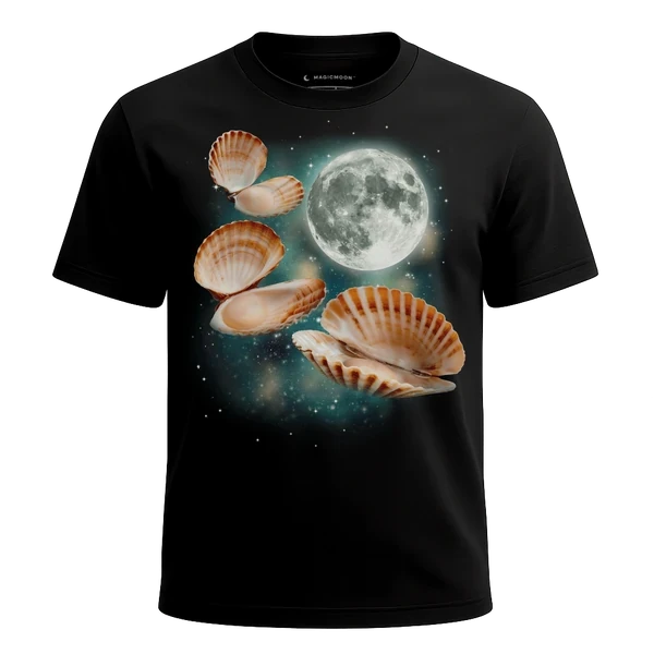 Three Scallop Moon cosmic t-shirt