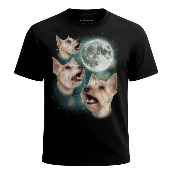 Three Scottie Moon cosmic t-shirt