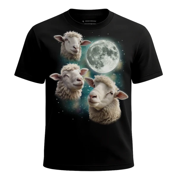 Three Sheep Moon cosmic t-shirt