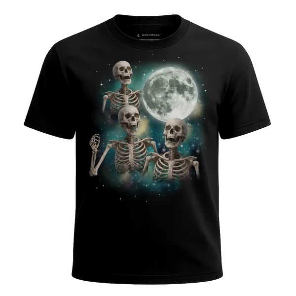 Three Skeleton Moon cosmic t-shirt - MagicMoon moon-channeled design