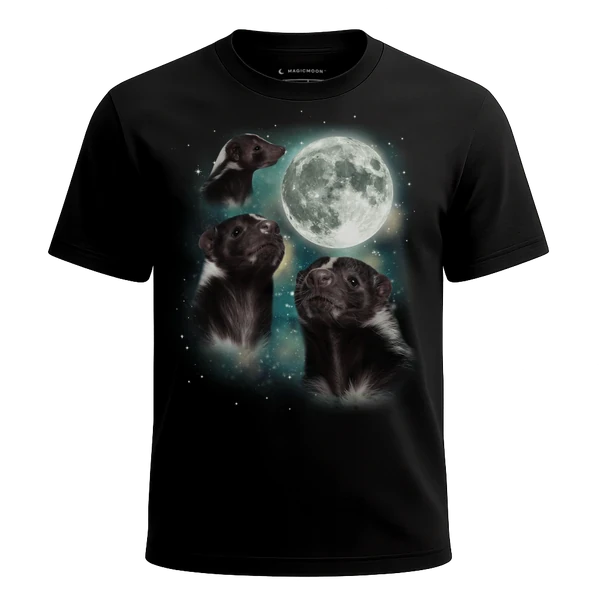 Three Skunk Moon cosmic t-shirt