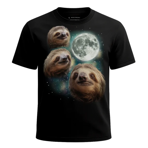 Three Sloth Moon cosmic t-shirt