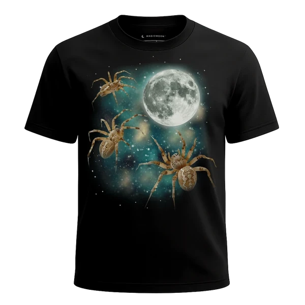 Three Spider Moon cosmic t-shirt