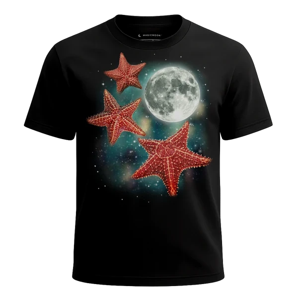 Three Starfish Moon cosmic t-shirt