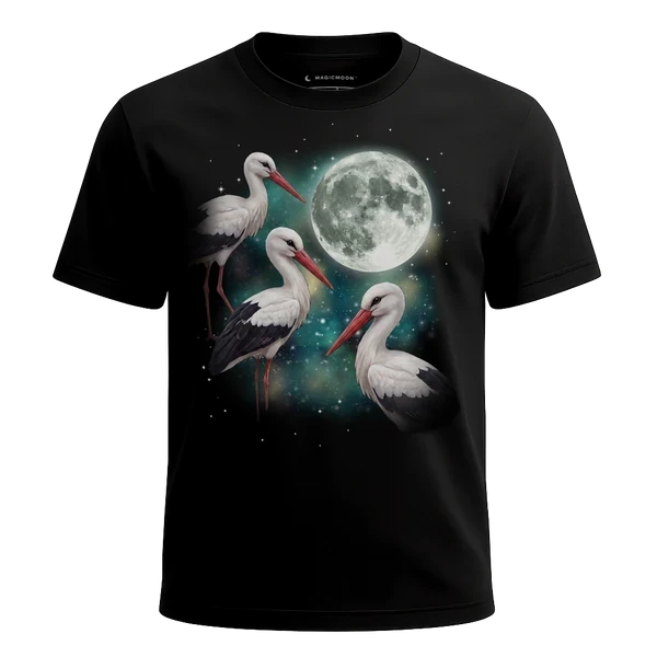 Three Stork Moon cosmic t-shirt