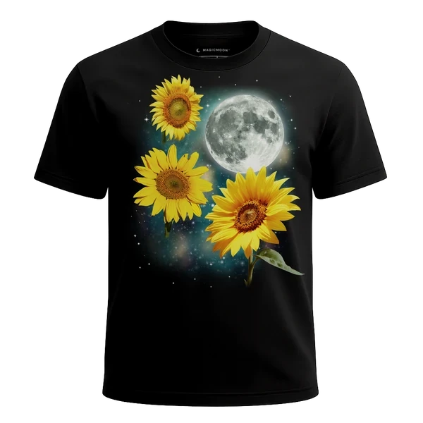 Three Sunflower Moon cosmic t-shirt