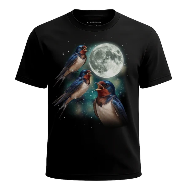 Three Swallow Moon cosmic t-shirt
