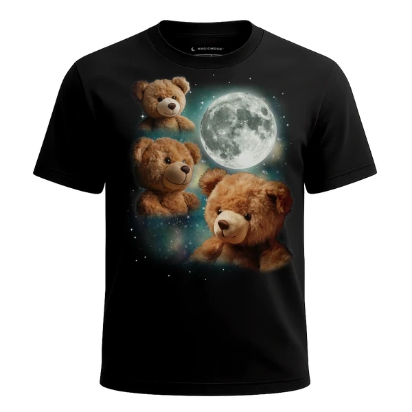 Three Teddy Bear Moon cosmic t-shirt