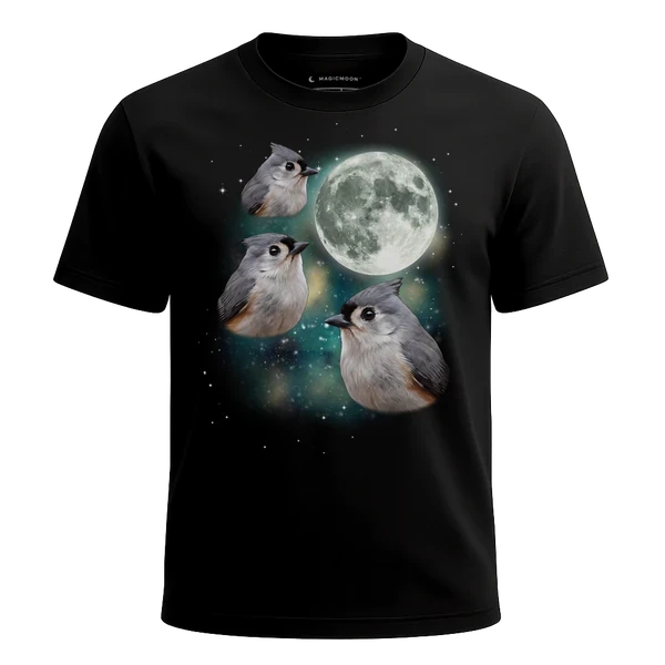 Three Titmouse Moon cosmic t-shirt