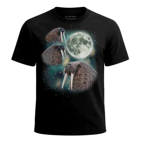 Three Walrus Moon cosmic t-shirt
