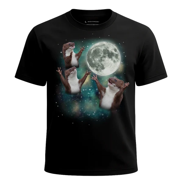Three Weasel Moon cosmic t-shirt