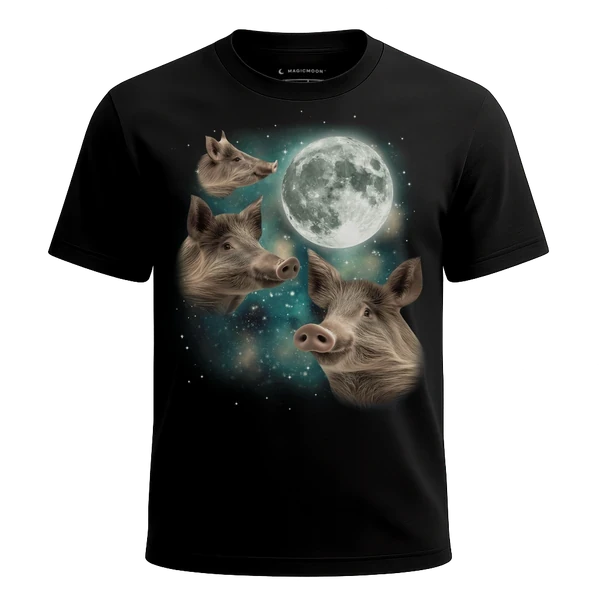 Three Wild Boar Moon cosmic t-shirt