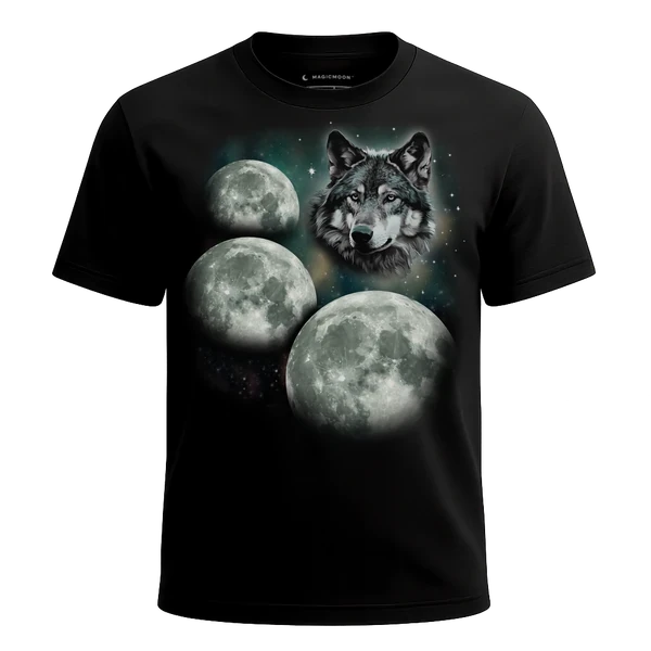 Three Wolf Moon cosmic t-shirt - MagicMoon moon-channeled design