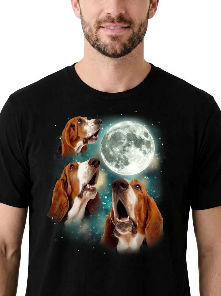 Three Basset Hound 2 Moon on model m1-3