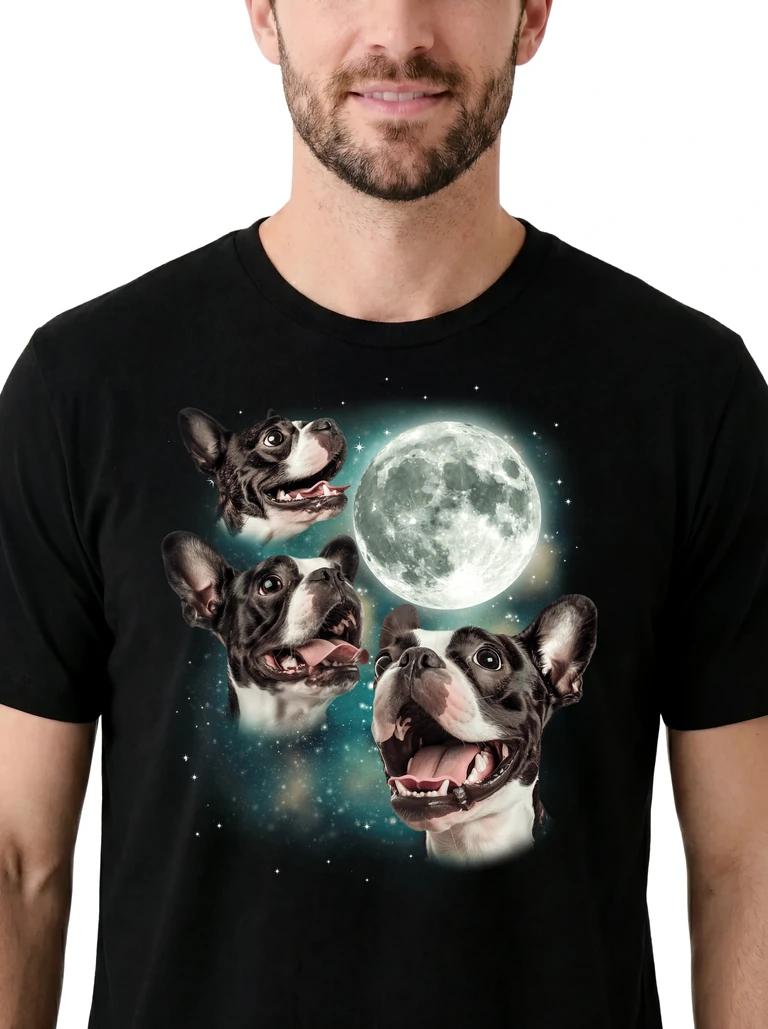 Three Boston Terrier Moon on model m1-3