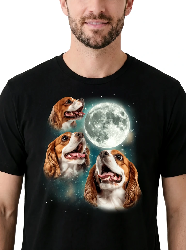 Three Cavalier King Charles Spaniel Moon on model m1-3