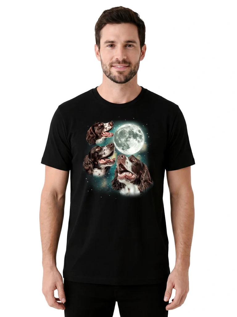 Three English Springer Spaniel Moon on model m1-1