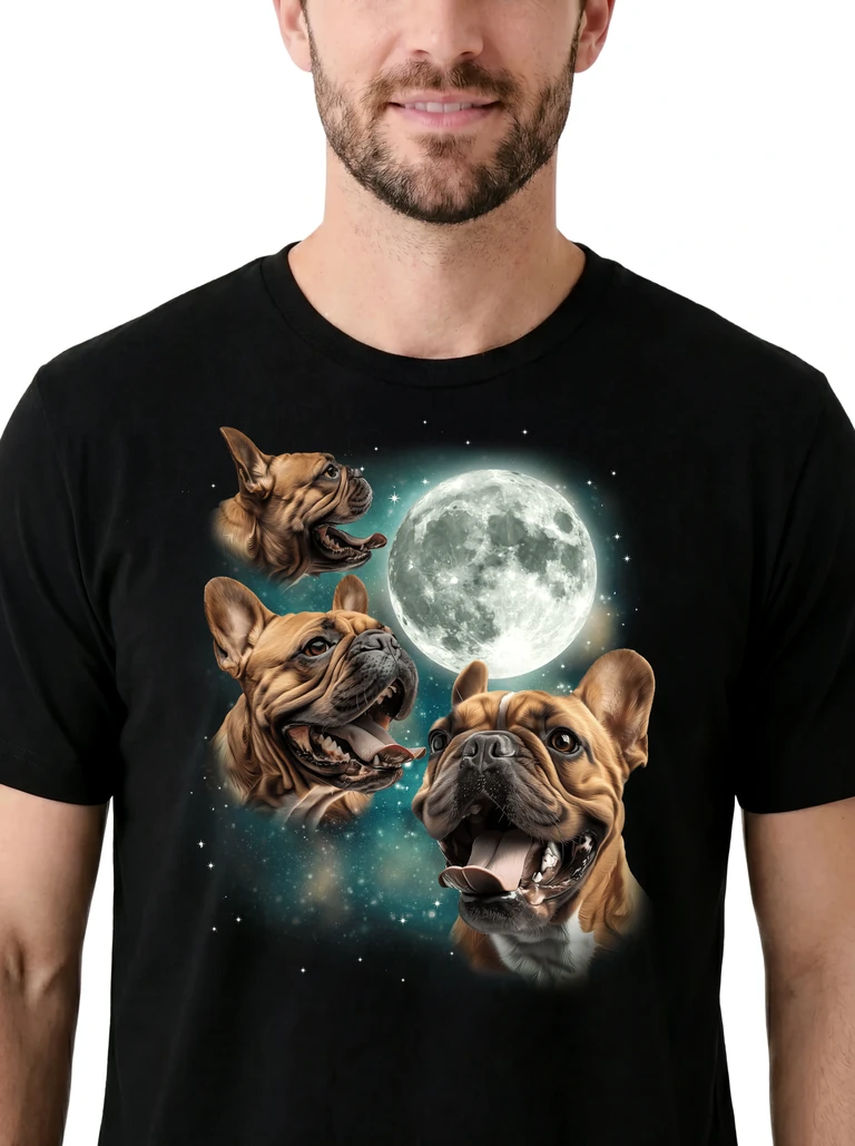Three French Bulldog Brown Moon on model m1-3