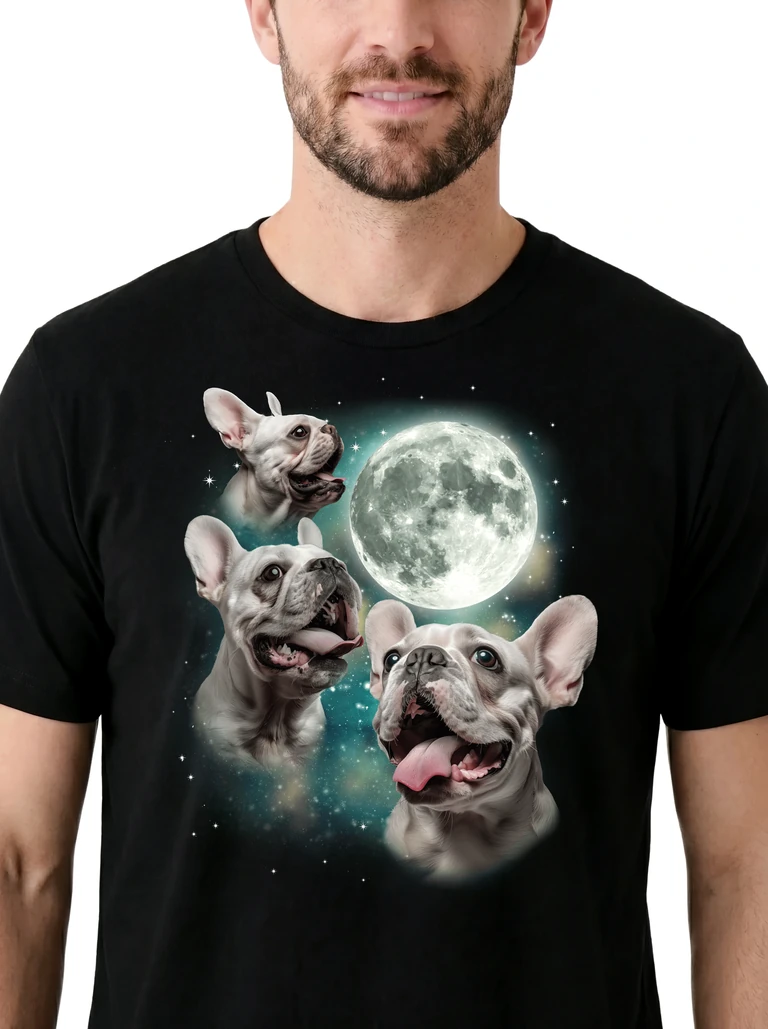 Three French Bulldog White Moon on model m1-3
