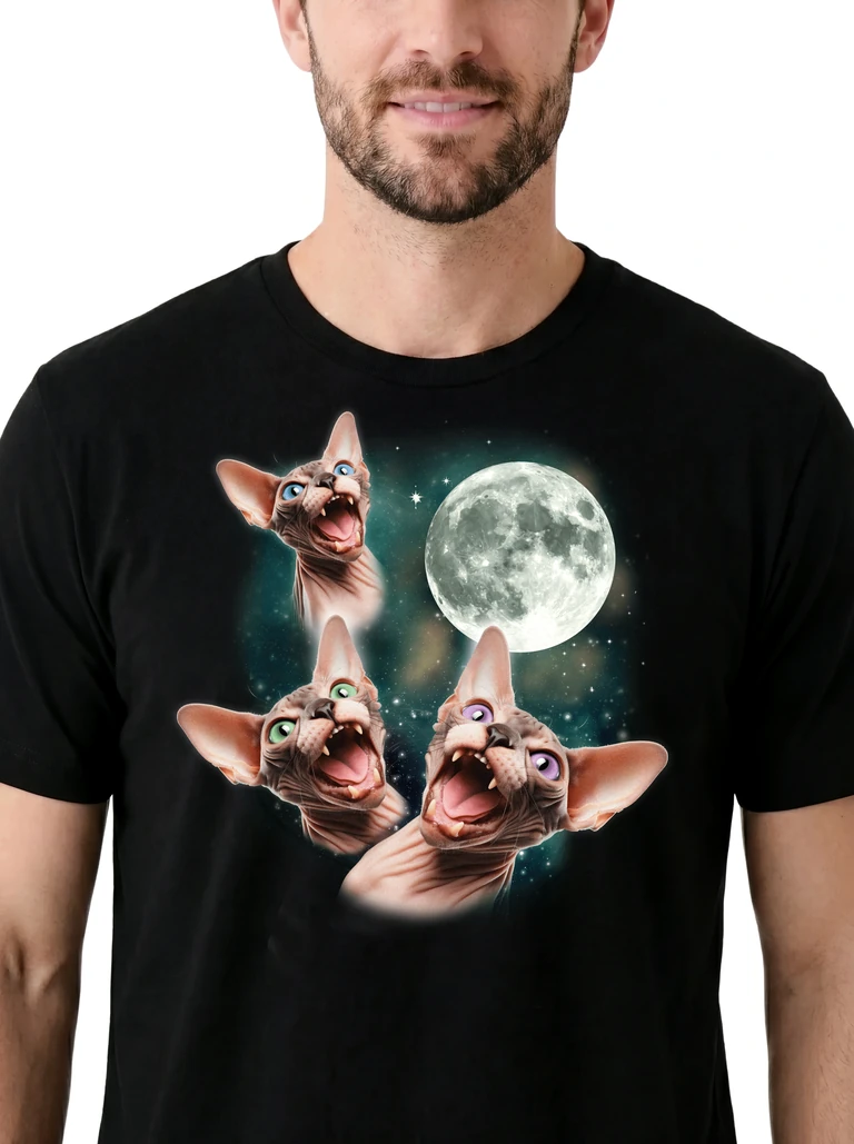 Three Sphynx Cat 2 Moon on model m1-3