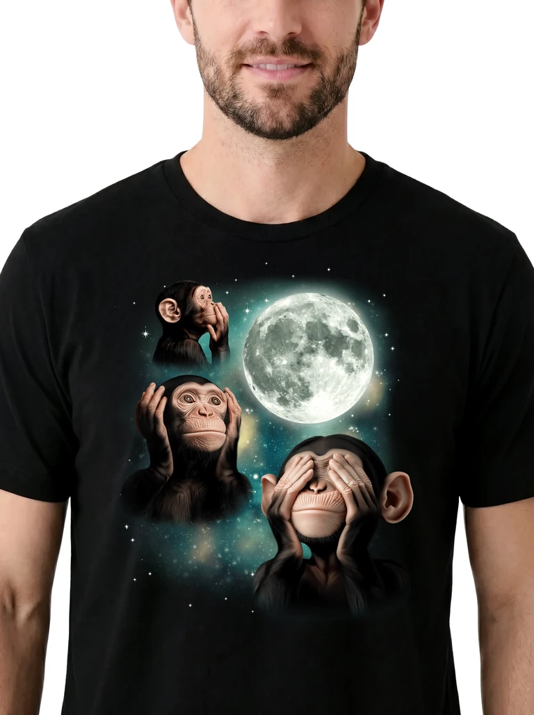 Three Wise Monkeys Moon on model m1-3